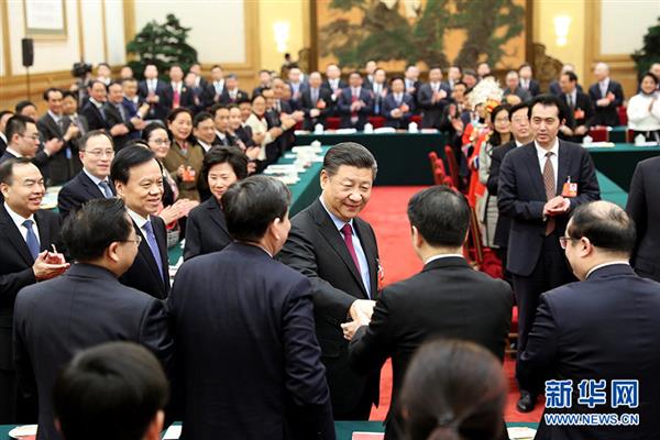 3月10日，中共中央總書記,、國家主席,、中央軍委主席習近平參加十三屆全國人大一次會議重慶代表團的審議。 新華社記者 謝環(huán)馳 攝